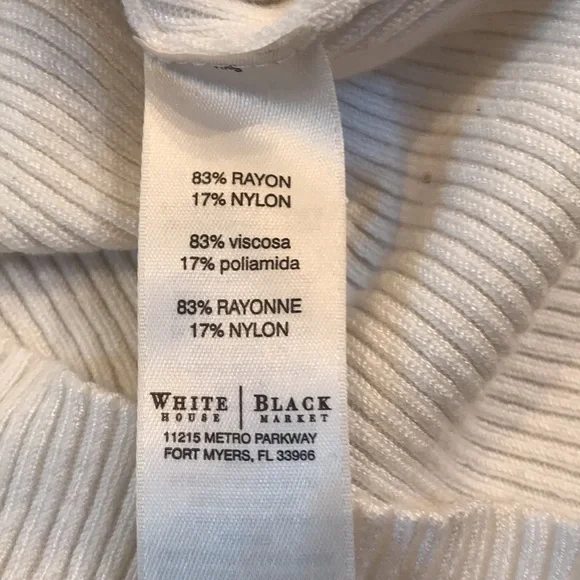 WHBM White crew neck short sleeve light. sweater with cute sleeve cuffs. Sz XS - Picture 5 of 6